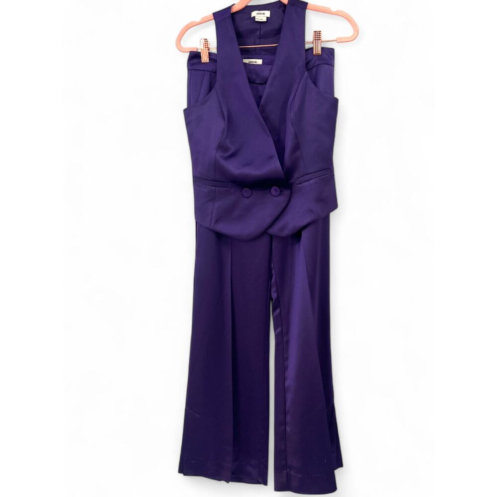 Luxury Designer Jason Wu | 2 | Matching Set Pants Vest Trouser Top Purple Outfit - Picture 2 of 7